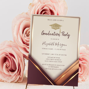 Invitación Marco de graduación de capirote de oro de graduaci
