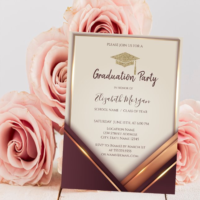 Invitación Marco de graduación de capirote de oro de graduaci (Subido por el creador)