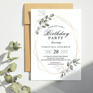 Invitación Marco de hoja de acuarela de vegetación suave y fl
