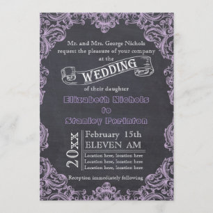 Invitación Marco de hoja de desplazamiento de vintage y boda