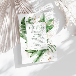 Invitación Marco de hoja tropical botánica y baby shower dora