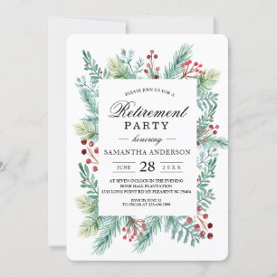 Invitación Marco de hojas de invierno moderno verde