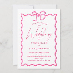 Invitación Marco de imagen de onda rosa retro Boda rápidament