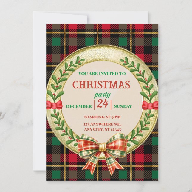 Invitación Marco de imagen personalizado y corona de Navidade (Anverso)