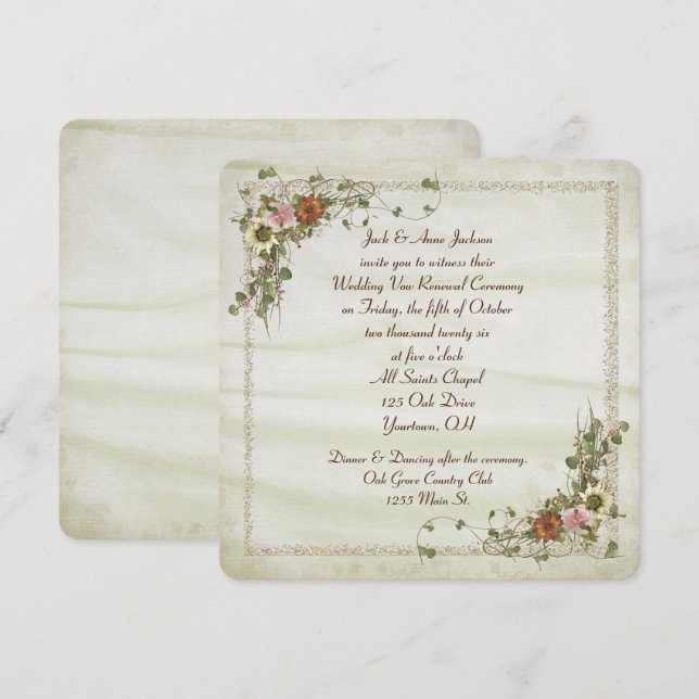Invitación Marco de Ivy Floral otoñal para Boda (Anverso / Reverso)