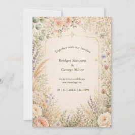 Invitación Marco de jardín de boda botánico suave dorado