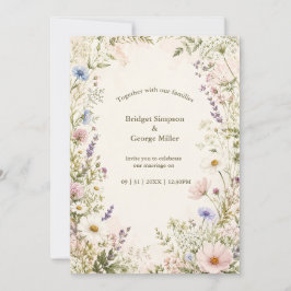 Invitación Marco de jardín de boda de flores silvestres román