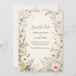 Invitación Marco de jardín de boda de flores silvestres román