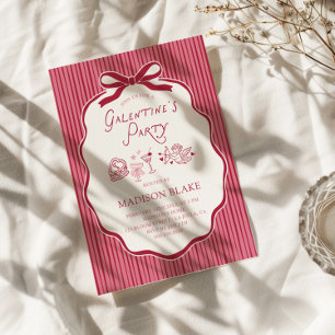 Invitación Marco de lazo de cereza para la fiesta de Galentin