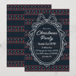 Invitación Marco de lazo de patrón de Navidad tejido Fiesta d