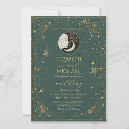 Invitación Marco de luna y sol celestial para boda