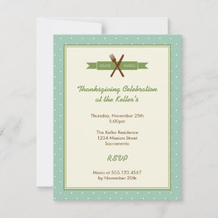 Invitación Marco de lunares verdes retro para anfitriona de f