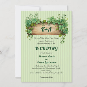 Invitación Marco de madera de vinagre con iniciales boda prim