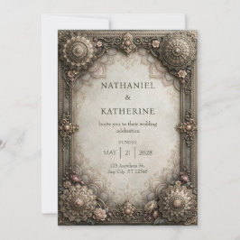 Invitación Marco de Mandala de Bronce Antiguo para Boda