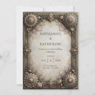 Invitación Marco de Mandala de Bronce Antiguo para Boda