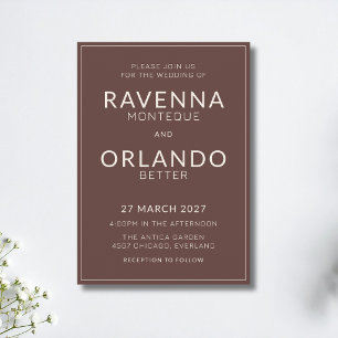 Invitación Marco de marfil de chocolate Boda moderna con dine