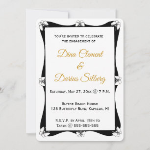Invitación Marco de Mariposa en Blanco y Negro Editable