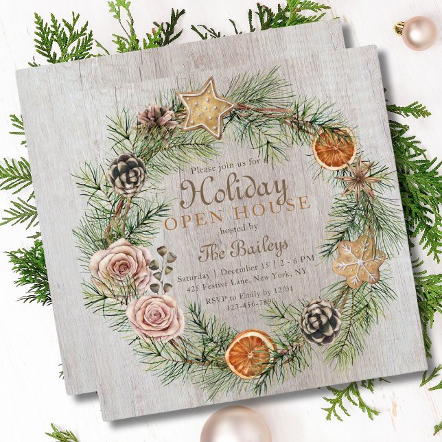 Invitación Marco de Navidades florales rusos | Casa abierta d (Subido por el creador)