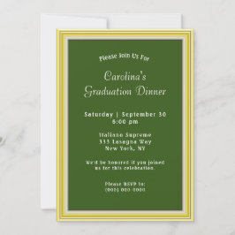 Invitación Marco de oro amarillo cena de graduación verde