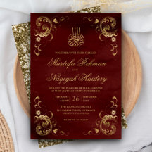 Marco de Oro Antiguo Boda Islámica Rojo Burdeos