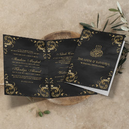 Invitación Marco de oro antiguo Boda islámico negro