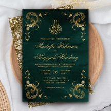 Marco de oro antiguo verde esmeralda boda islámica