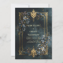 Marco de Oro Barroco de Lujo Floral Bodas Verde Te
