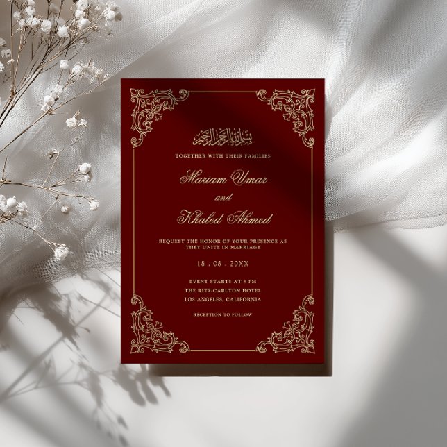 Invitación Marco de oro barroco ornamentado boda musulmana bu (Subido por el creador)