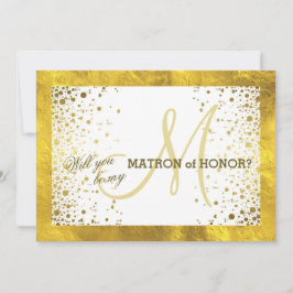 Invitación Marco de Oro Confeti ¿Serás Mi Dama de Honor
