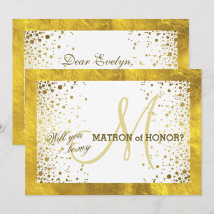 Invitación Marco de oro Confeti ¿Serás mi Dama de Honor