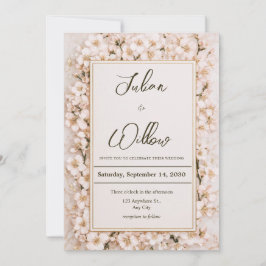 Invitación Marco de Oro de Lujo Flor de Cerezo Mármol Boda