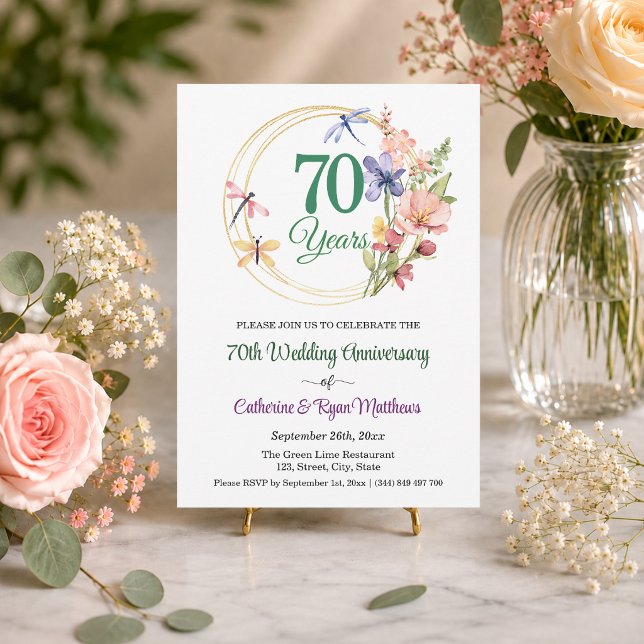 Invitación Marco de oro para el 70º aniversario de bodas con  (Subido por el creador)