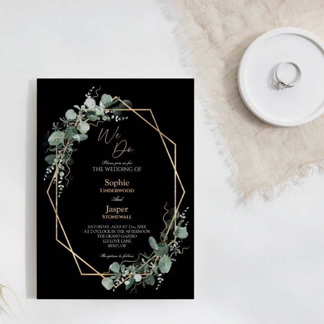 Invitación Marco de oro verde simple negro que hacemos Boda (Subido por el creador)