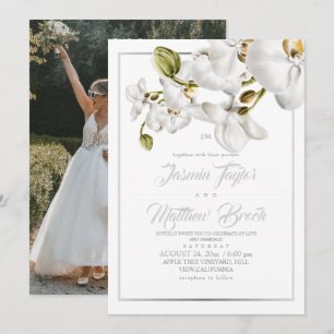 Invitación Marco de orquídeas para foto de boda elegante
