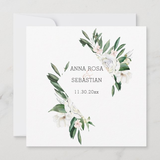 Invitación *~* Marco de PEONY AR15 QR Boda Floral RSVP Invita (Anverso)