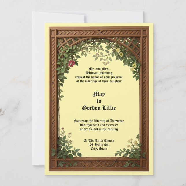 Invitación Marco de pérgola floral boda (Anverso)
