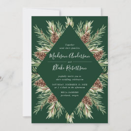 Invitación Marco de piña en acuarela de invierno Boda verde