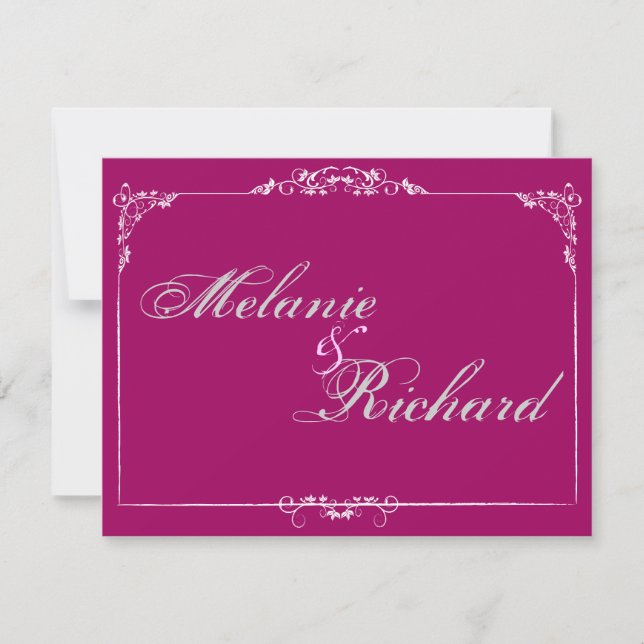 Invitación Marco de porcelana fucsia (Anverso)