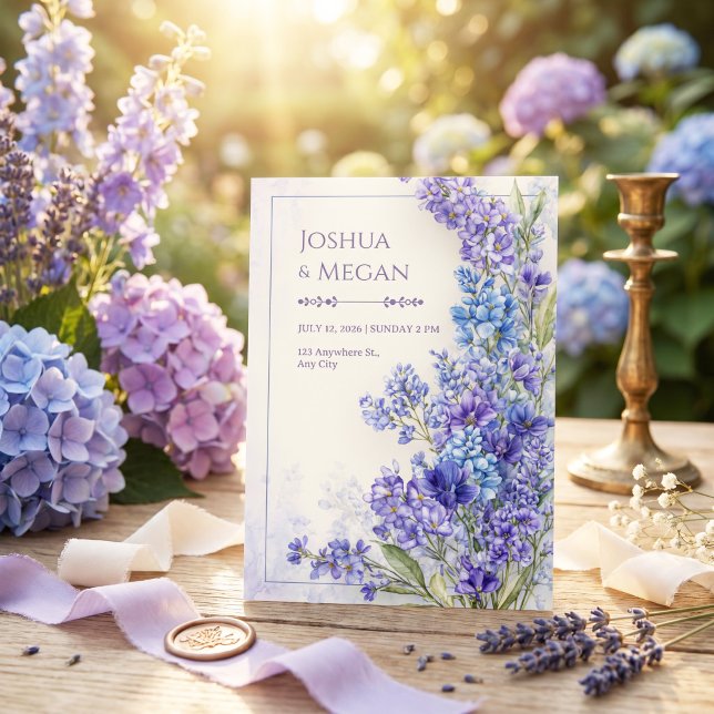 Invitación Marco de Pradera Caprichosa de Acuarela Azul de Vi (Subido por el creador)