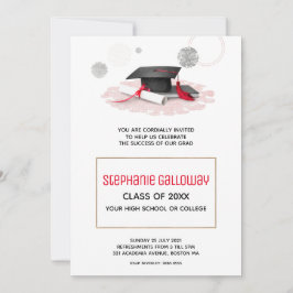 Invitación Marco de Purpurina rojo blanco y negro de la tapa