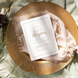 Invitación Marco de recepción simple Minimalista|Boda dorada