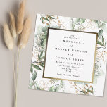 Invitación Marco de Relieve metalizado dorado blanco | Eucali<br><div class="desc">Marco de Relieve metalizado dorado blanco | Boho Invitación a bodas de eucalipto botánico</div>