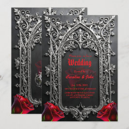 Invitación Marco de Rosa de Boda Gótica Elegante