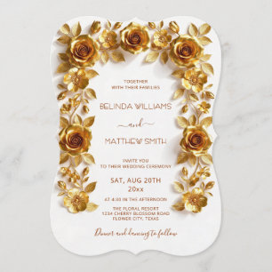Invitación Marco de Rosas de Relieve Falso de Boda Minimalist
