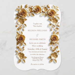 Invitación Marco de Rosas de Relieve Falso de Boda Minimalist
