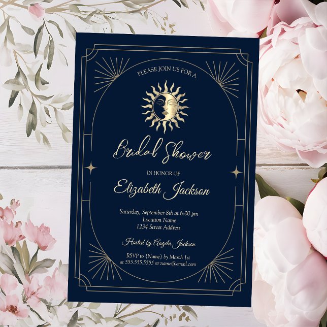 Invitación Marco de sol celestial azul oscuro (Subido por el creador)