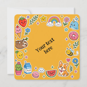 Invitación Marco de Sticker Personalizado Kawaii