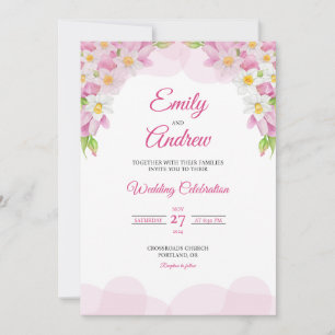 Invitación Marco de Tulipán de Arco Floral Acuarela de Boda E