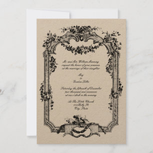 Invitación Marco de uva de Rosa rococó barroco vintage