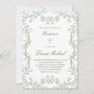 Invitación marco de vegetación Bautismo
